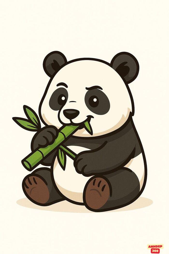 ảnh gấu trúc cute chibi ăn cành trúc