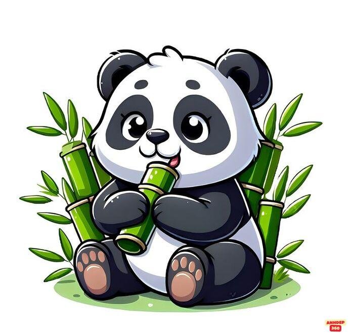 ảnh gấu trúc cute chibi ăn trúc