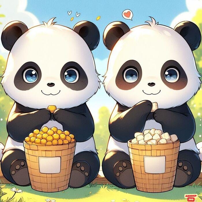 ảnh gấu trúc cute chibi ăn