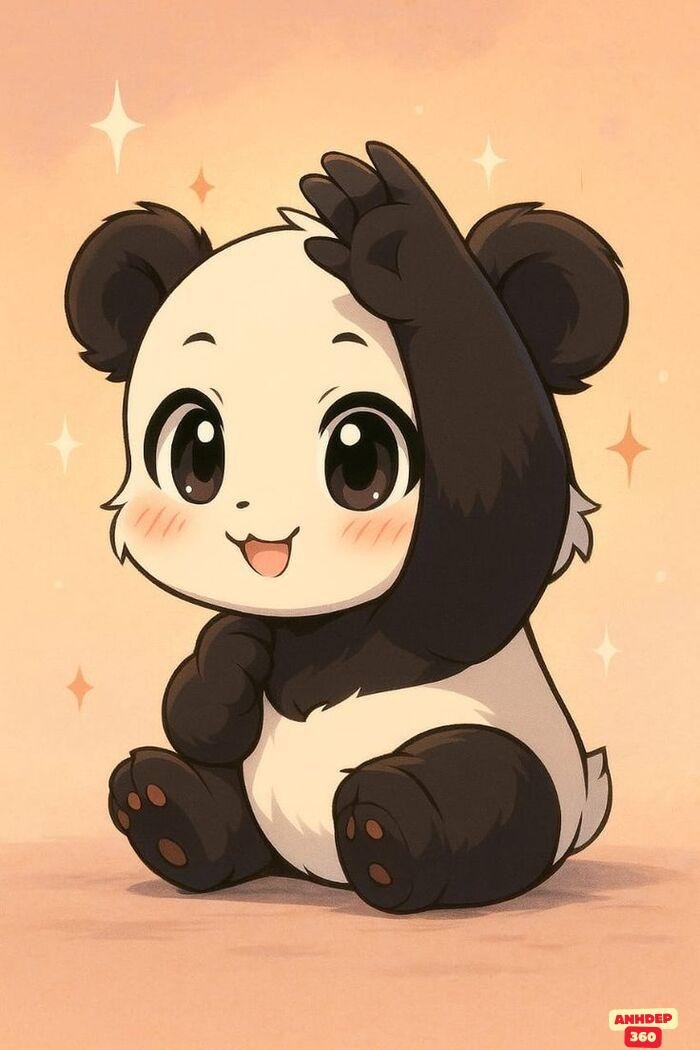 ảnh gấu trúc cute chibi cười