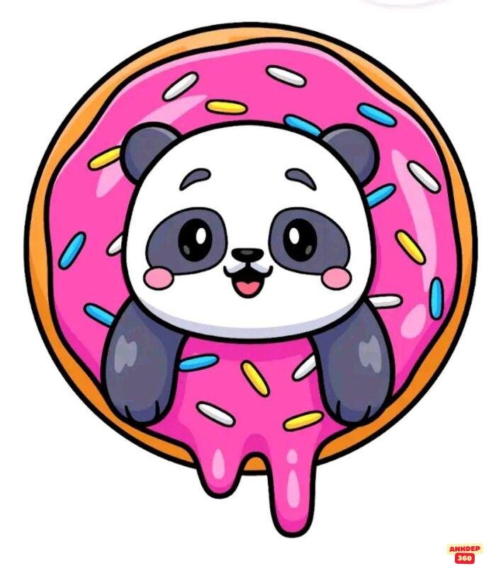 ảnh gấu trúc cute chibi donut