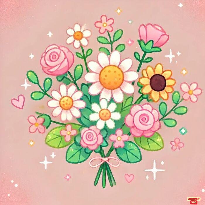 ảnh tranh chibi bông hoa