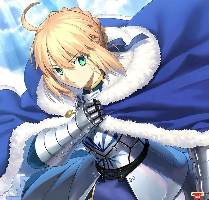artoria pendragon mặc giáp xanh