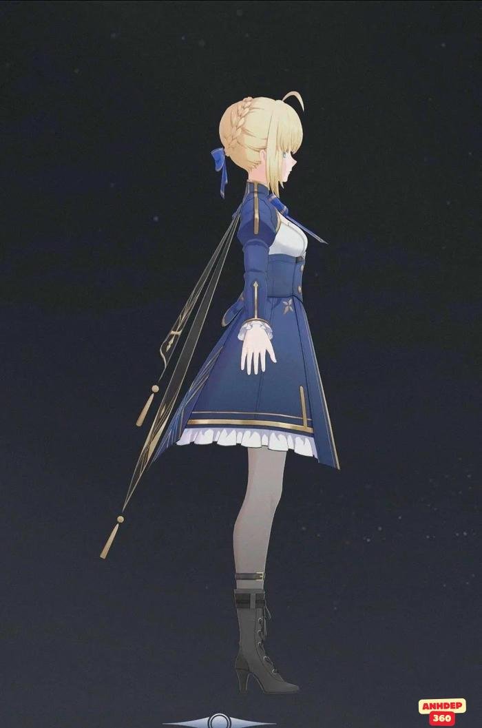 artoria pendragon mặc váy xanh