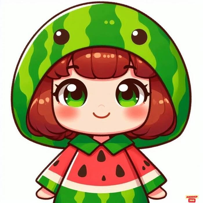chibi dễ thương girl dưa hấu