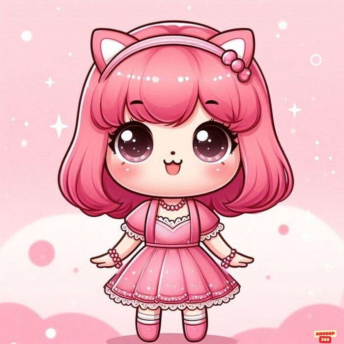 chibi dễ thương girl mèo