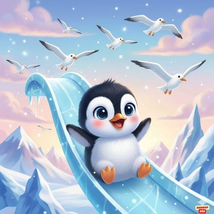 chim cánh cụt chibi trượt băng