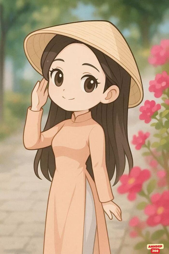 cô giáo chibi mặc áo dài