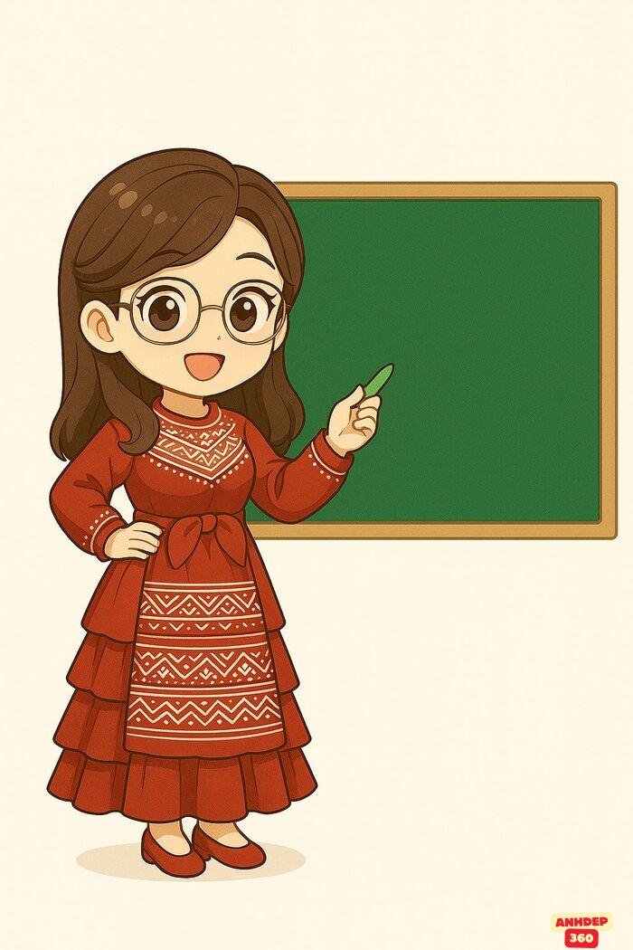 cô giáo chibi trên bục giảng