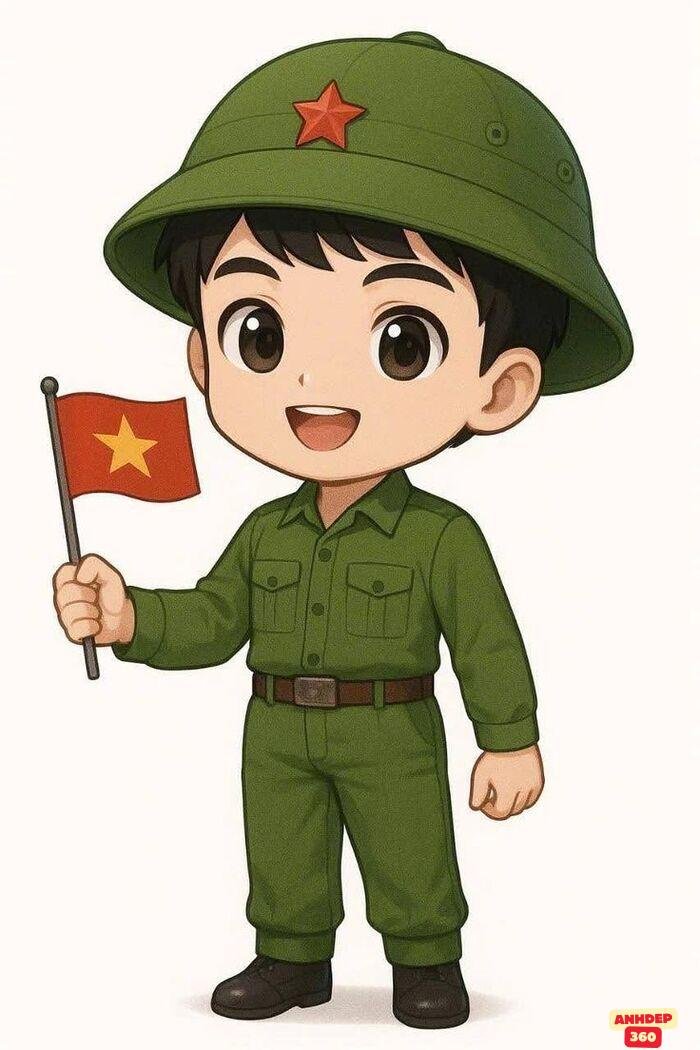 hình chibi bộ đội việt nam đơn giản