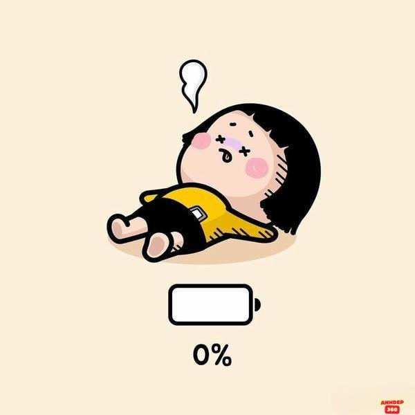 meme mệt mỏi hết pin