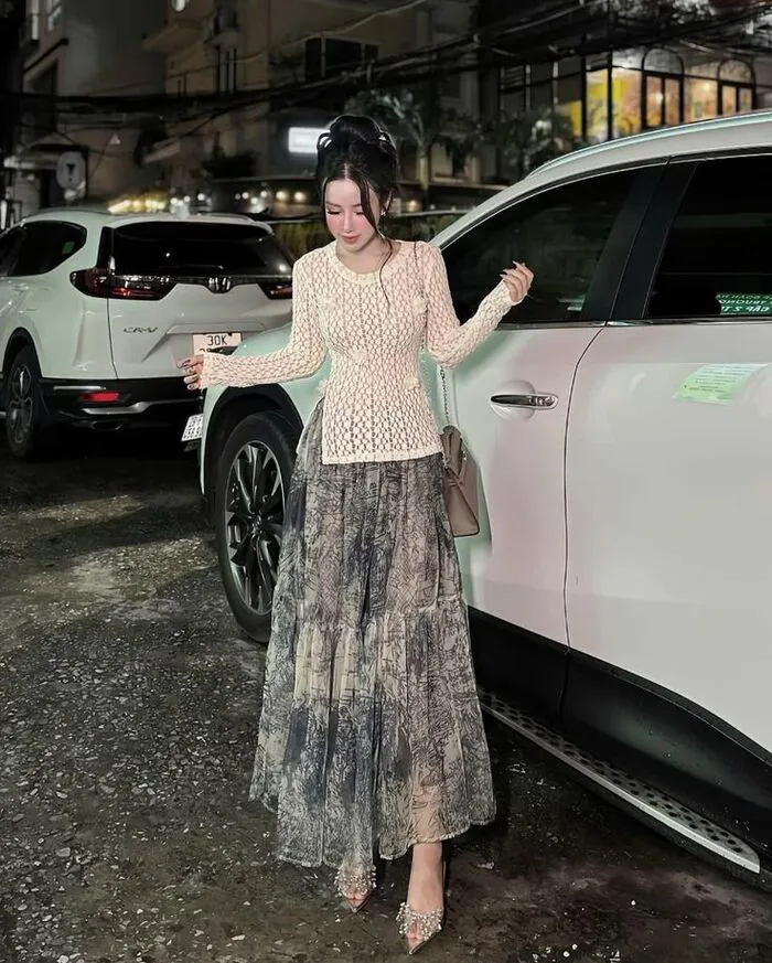 ảnh gái xinh mặc váy lưới phong cách street style ảnh gái xinh mặc váy lưới phong cách street style