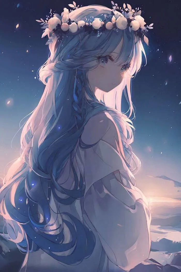 gái xinh anime nền bầu trời xanh