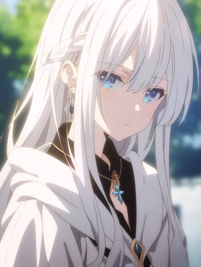 gái xinh anime tóc trắng cute