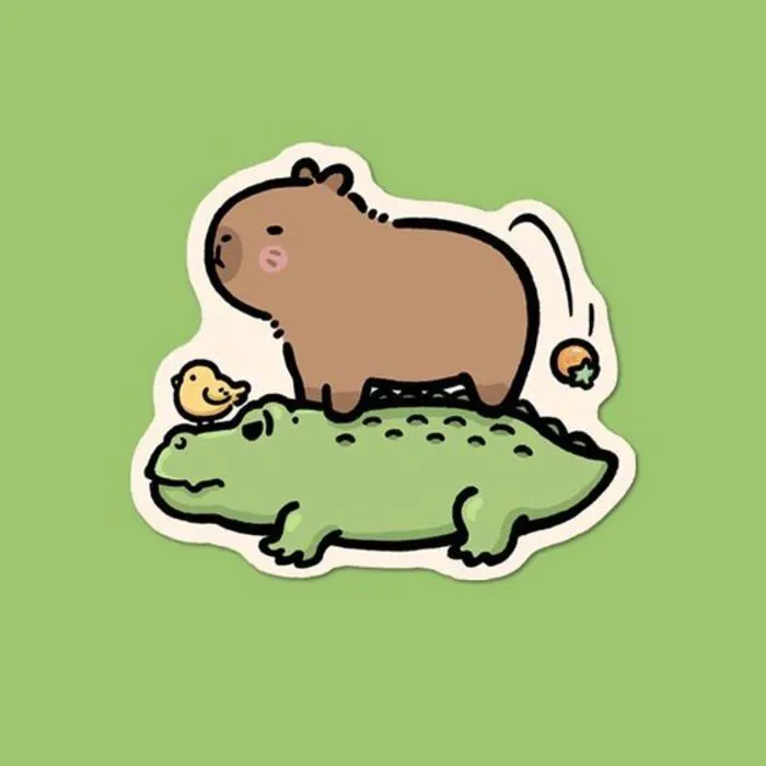 hình capybara chibi và cá sấu hình capybara chibi và cá sấu