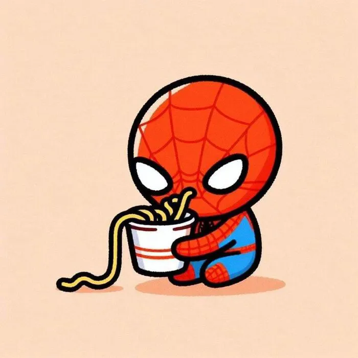 meme spiderman cute ăn mì meme spiderman cute ăn mì